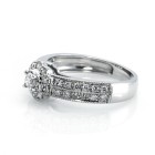 0.50 Cts Round Cut Halo Diamond Engagement Ring Set in 14K White Gold